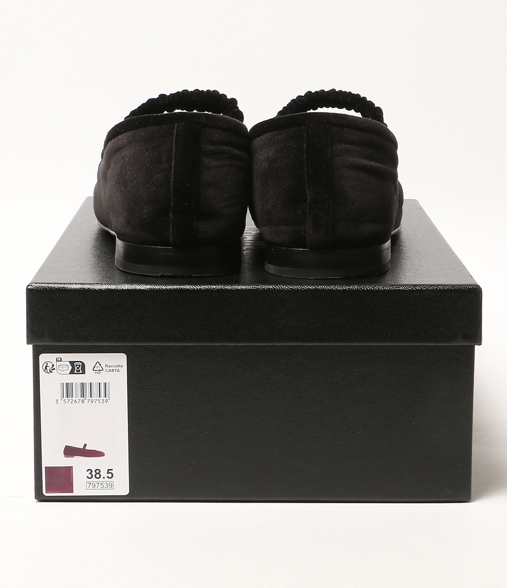 CHANEL パンプス ベロア メリージェーン フラットシューズ BLK 2025AW レディース SIZE 38.5 シャネル