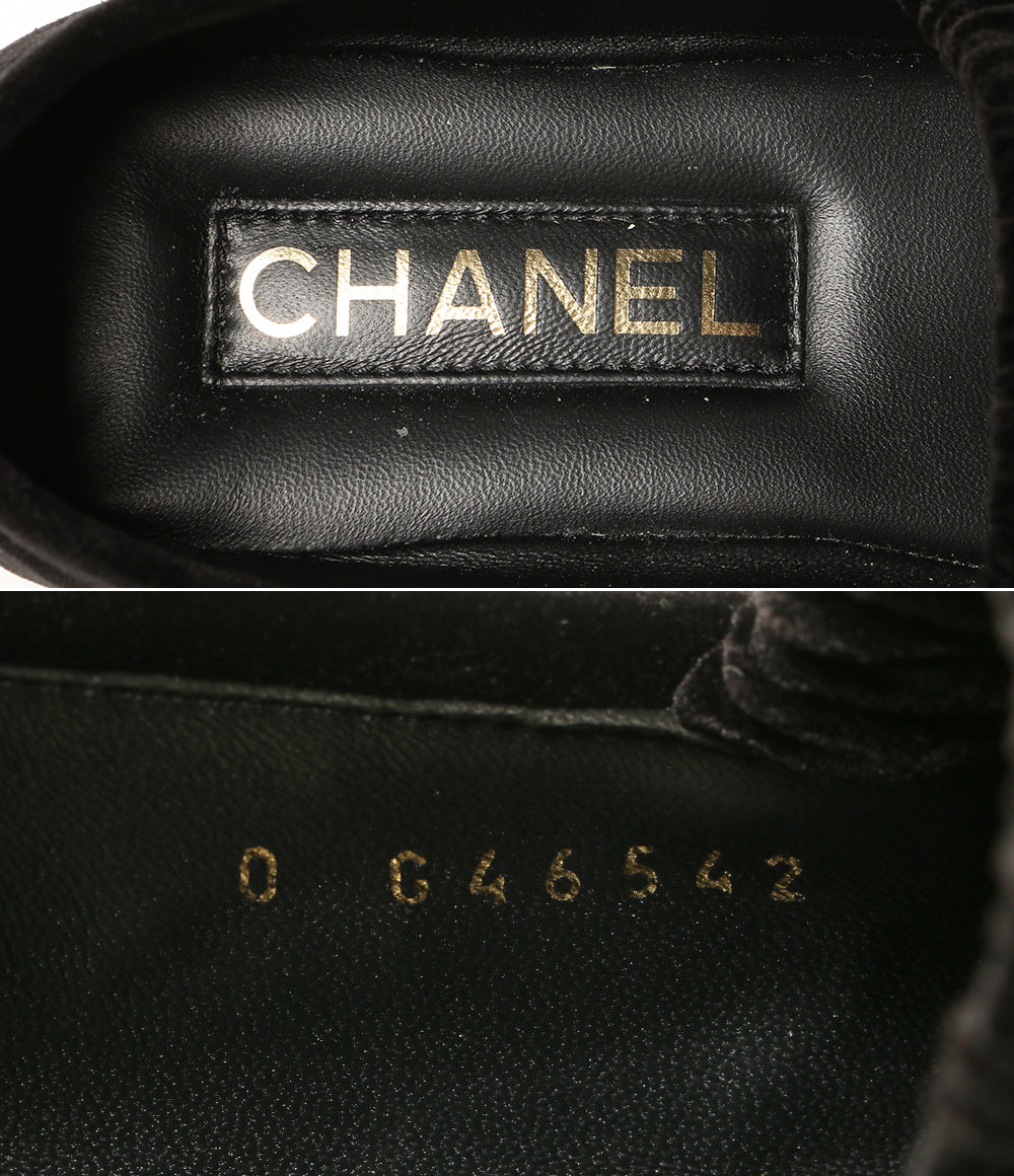 CHANEL パンプス ベロア メリージェーン フラットシューズ BLK 2025AW レディース SIZE 38.5 シャネル