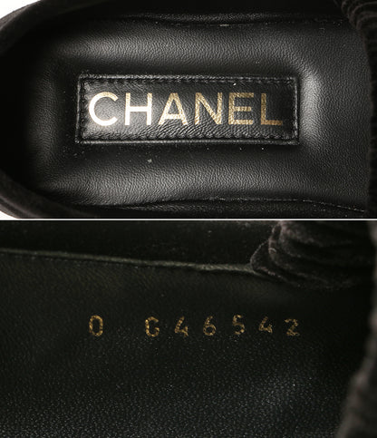 CHANEL パンプス ベロア メリージェーン フラットシューズ BLK 2025AW レディース SIZE 38.5 シャネル