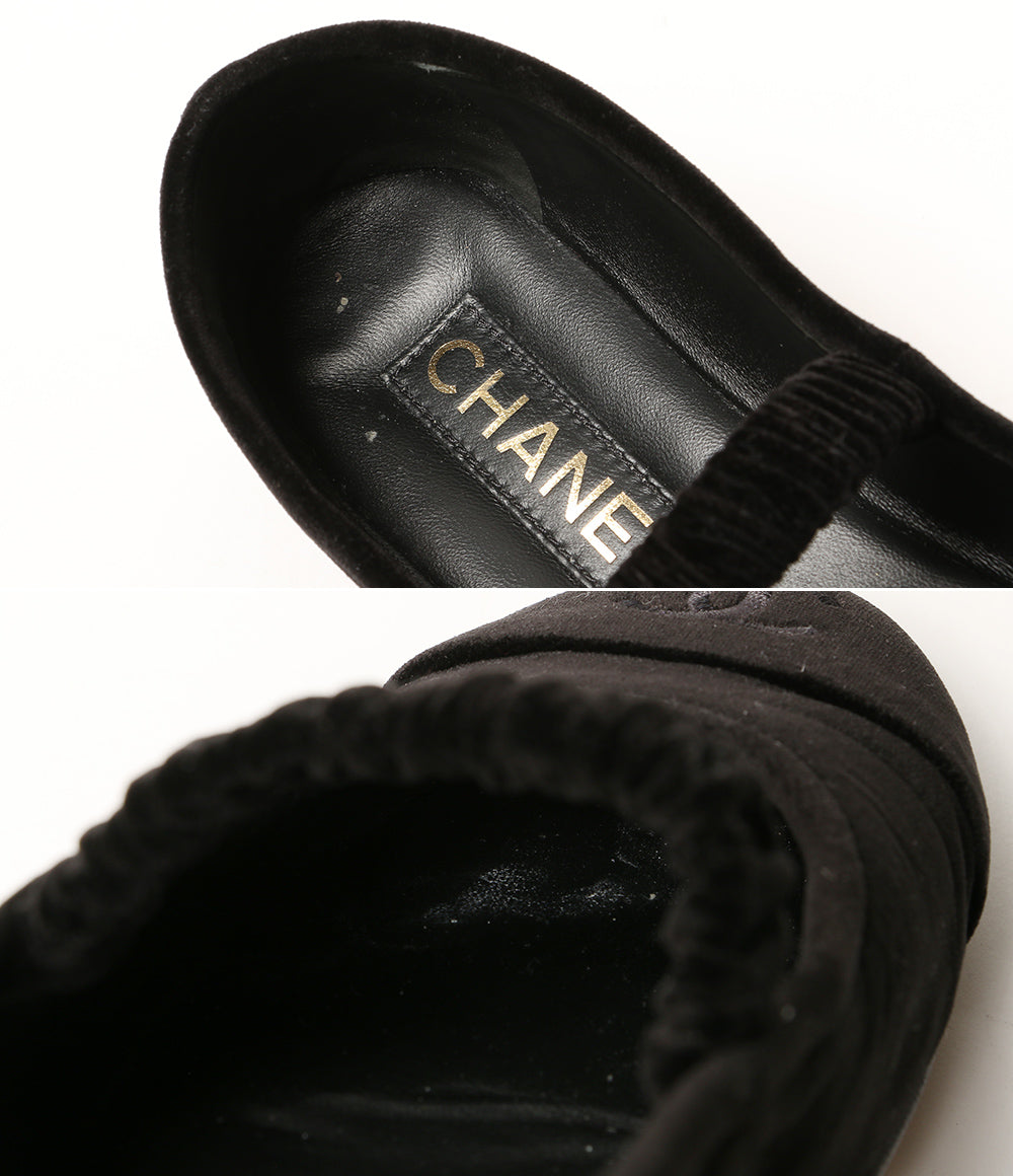 CHANEL パンプス ベロア メリージェーン フラットシューズ BLK 2025AW レディース SIZE 38.5 シャネル