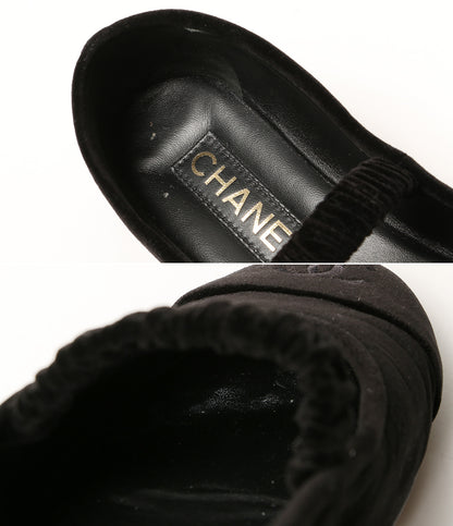 CHANEL パンプス ベロア メリージェーン フラットシューズ BLK 2025AW レディース SIZE 38.5 シャネル