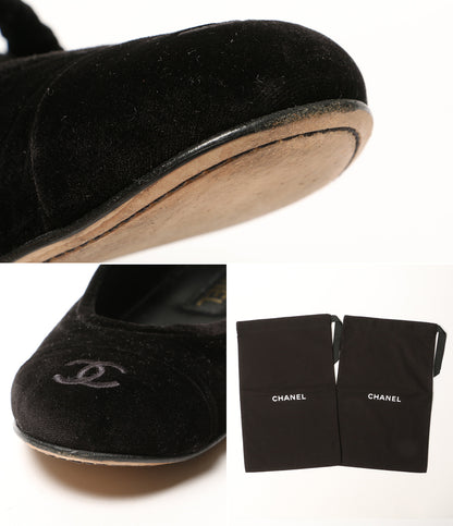 CHANEL パンプス ベロア メリージェーン フラットシューズ BLK 2025AW レディース SIZE 38.5 シャネル