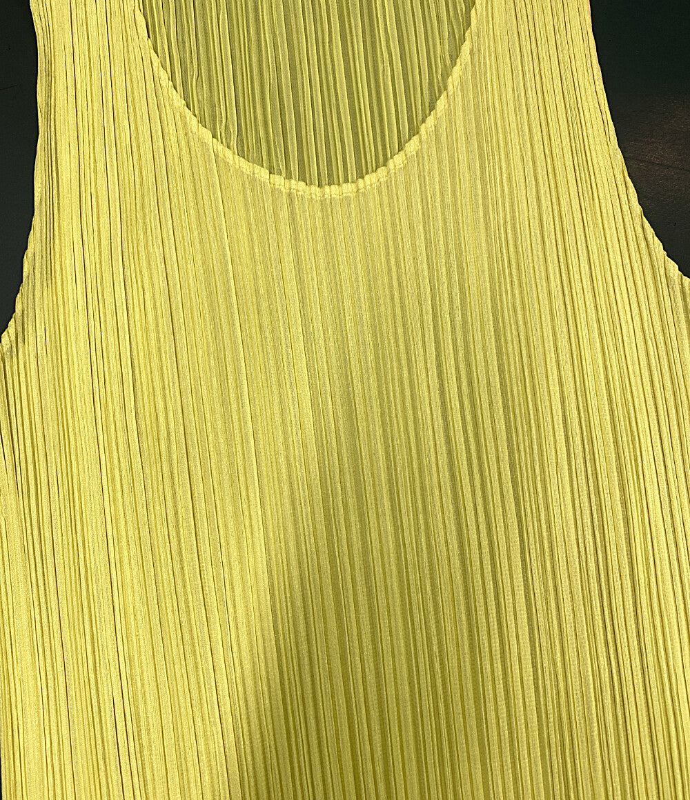 PLEATS PLEASE ノースリーブプリーツカットソー イエロー PP81-JK615 レディース SIZE 3 プリーツプリーズ
