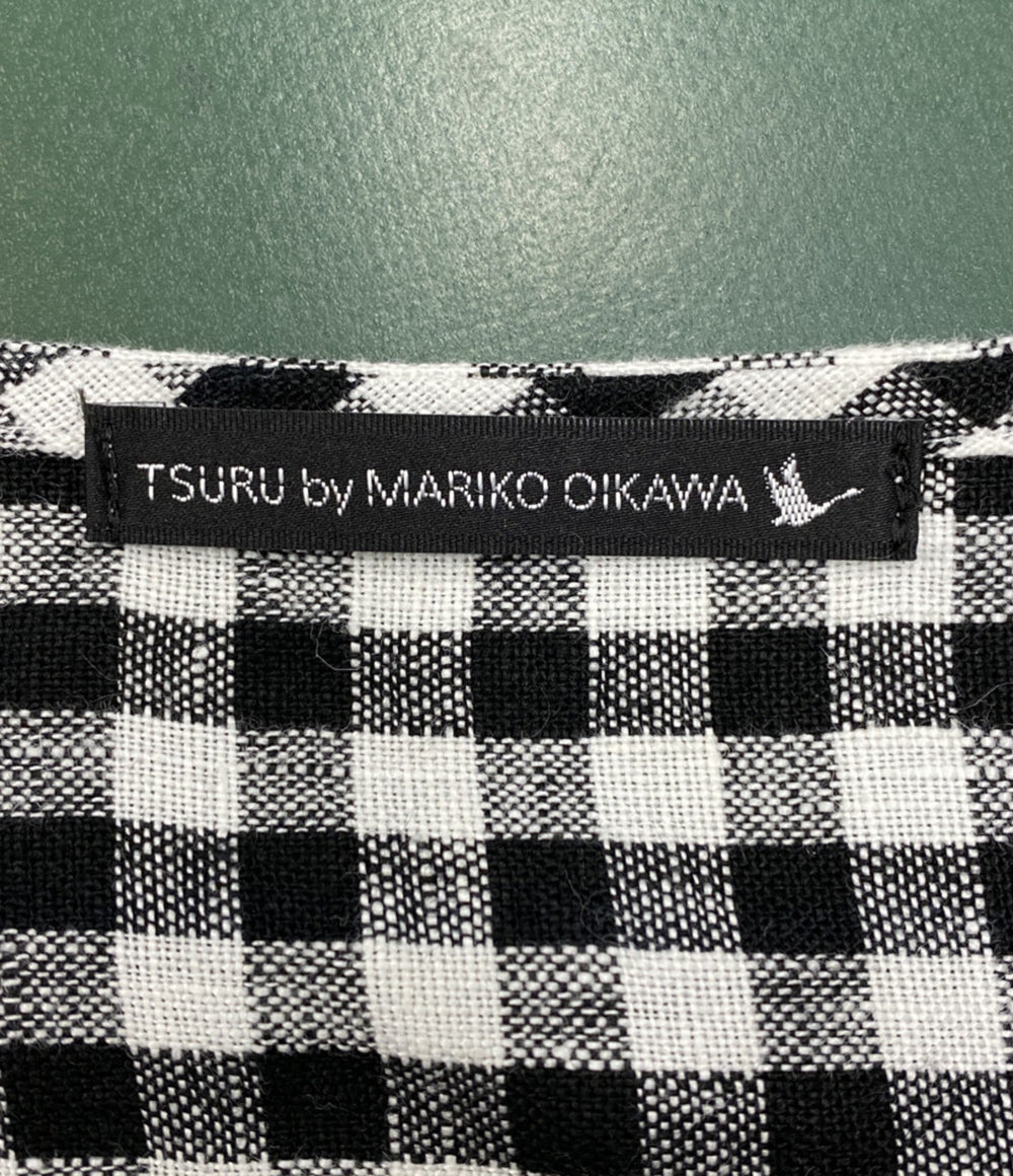 TSURU By MARIKO OIKAWA 半袖ワンピース リネン チェック DR-1216020 レディース SIZE F ツルバイマリコオイカワ
