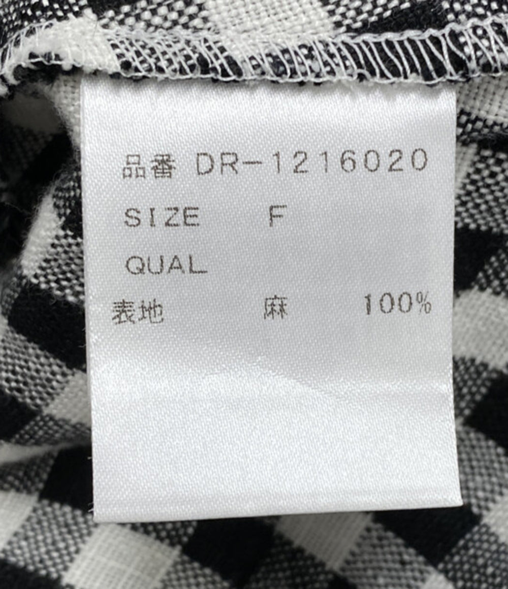 TSURU By MARIKO OIKAWA 半袖ワンピース リネン チェック DR-1216020 レディース SIZE F ツルバイマリコオイカワ