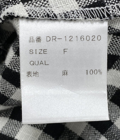 TSURU By MARIKO OIKAWA 半袖ワンピース リネン チェック DR-1216020 レディース SIZE F ツルバイマリコオイカワ