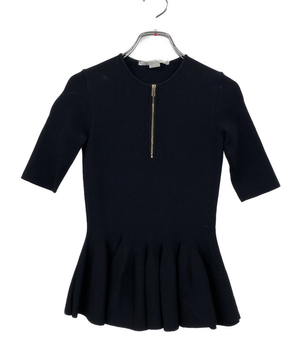 STELLA McCARTNEY 五分袖ニット ブラック ハーフジップ レディース SIZE 36 ステラマッカートニー