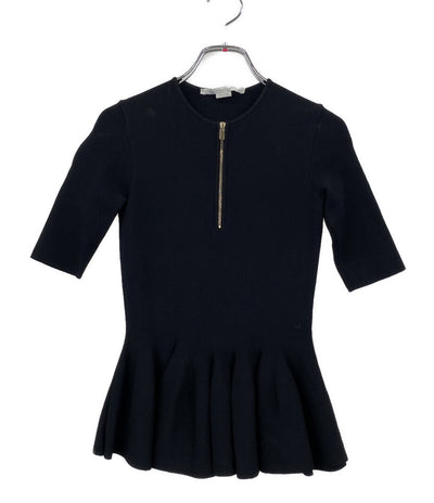 STELLA McCARTNEY 五分袖ニット ブラック ハーフジップ レディース SIZE 36 ステラマッカートニー
