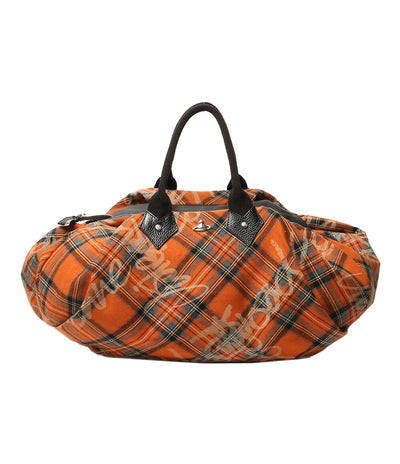 VIVIENNE WESTWOOD ボストンバッグ オーブ オレンジチェック レディース ヴィヴィアンウエストウッド