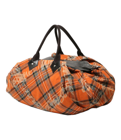 VIVIENNE WESTWOOD ボストンバッグ オーブ オレンジチェック レディース ヴィヴィアンウエストウッド