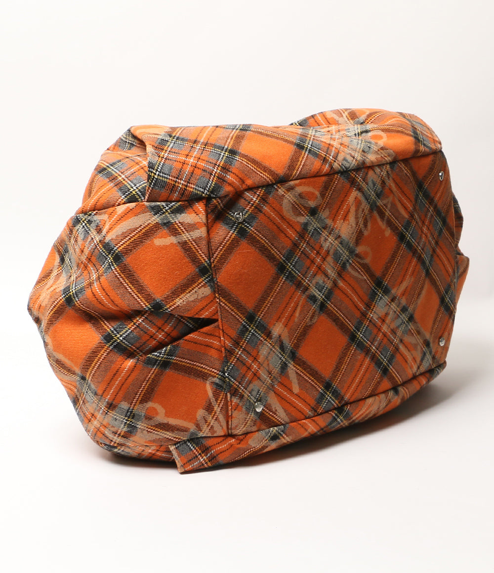 VIVIENNE WESTWOOD ボストンバッグ オーブ オレンジチェック レディース ヴィヴィアンウエストウッド