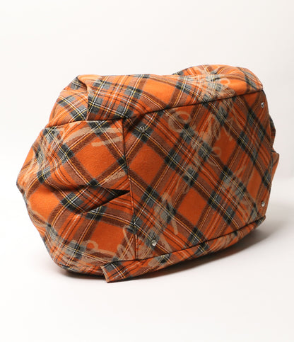VIVIENNE WESTWOOD ボストンバッグ オーブ オレンジチェック レディース ヴィヴィアンウエストウッド