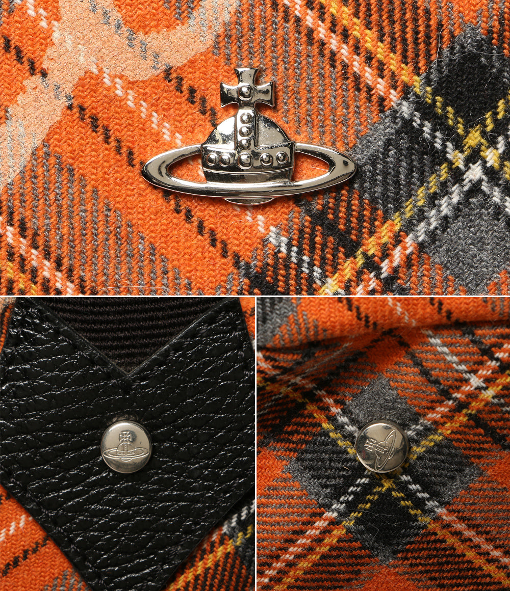 VIVIENNE WESTWOOD ボストンバッグ オーブ オレンジチェック レディース ヴィヴィアンウエストウッド