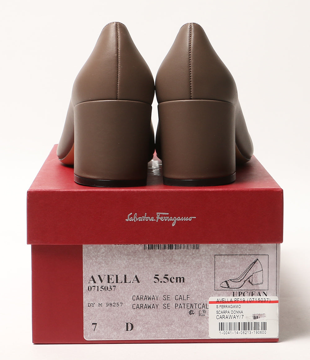 Salvatore Ferragamo サンダル AVELLA モカ チャンキーヒール 0715037 レディース SIZE 7 サルヴァトーレフェラガモ