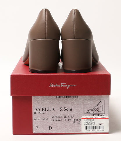 Salvatore Ferragamo サンダル AVELLA モカ チャンキーヒール 0715037 レディース SIZE 7 サルヴァトーレフェラガモ