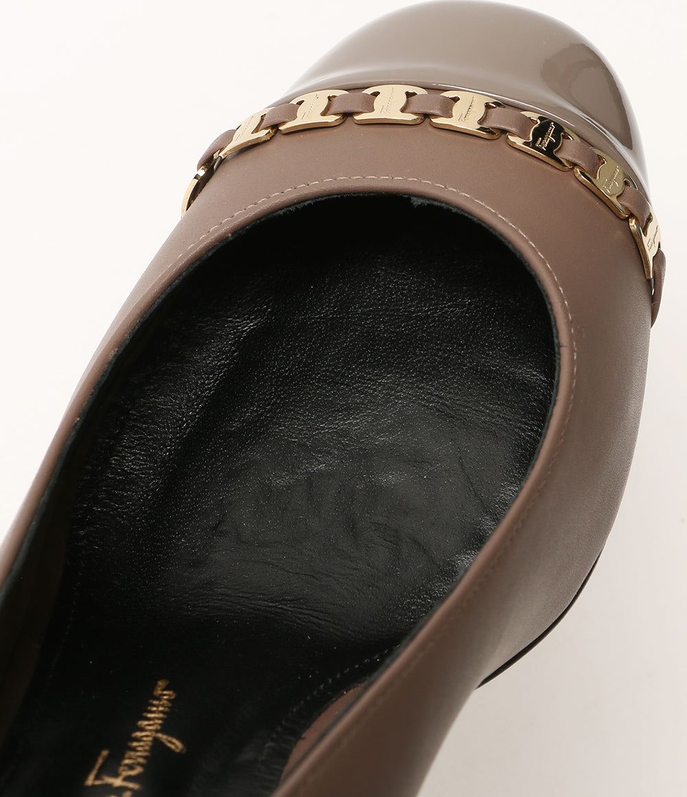 Salvatore Ferragamo サンダル AVELLA モカ チャンキーヒール 0715037 レディース SIZE 7 サルヴァトーレフェラガモ