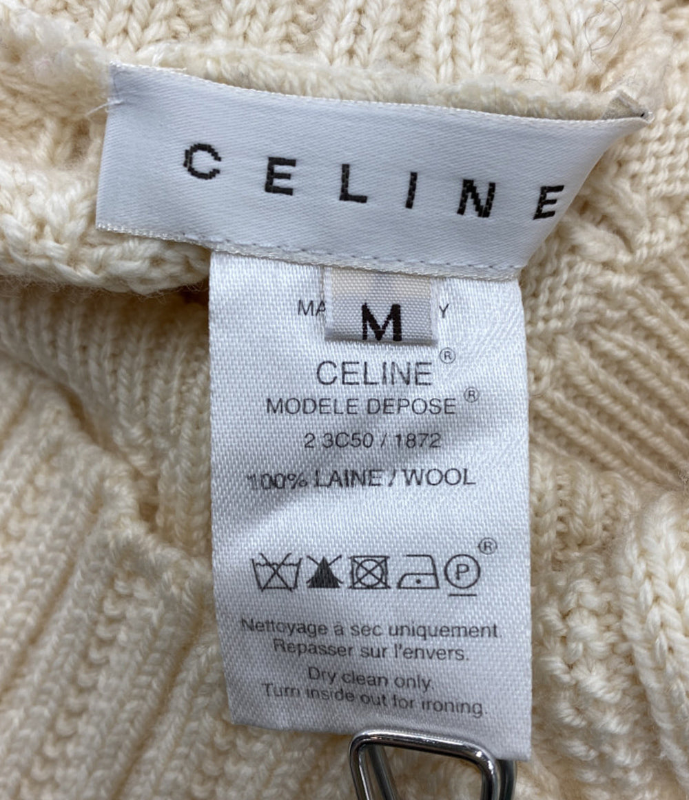 CELINE タートルネックニット ウール アイボリー レディース SIZE M セリーヌ