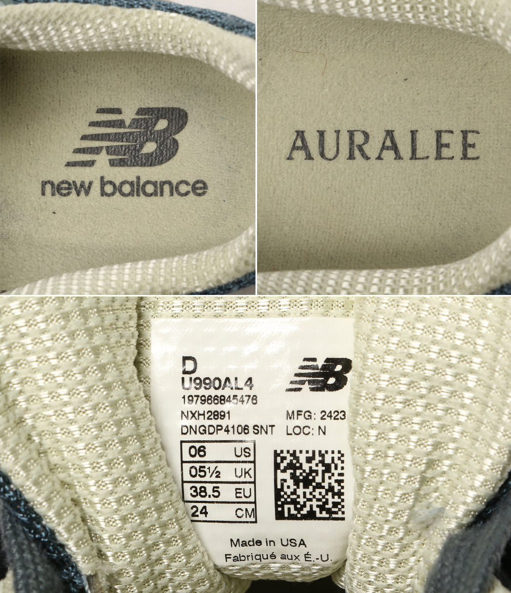 New Balance スニーカー AURALEE DUSTY BLUE U990AL4 メンズ SIZE 24cm ニューバランス
