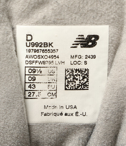 new balance スニーカー USA製 M992BK メンズ SIZE 27.5cm ニューバランス