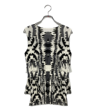 PLEATS PLEASE ノースリーブシャツ キャミソール フリンジ PP11-JK721 レディース SIZE 3 プリーツプリーズ