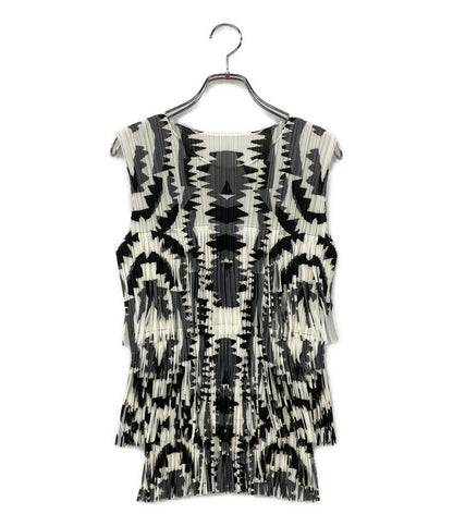 PLEATS PLEASE ノースリーブシャツ キャミソール フリンジ PP11-JK721 レディース SIZE 3 プリーツプリーズ