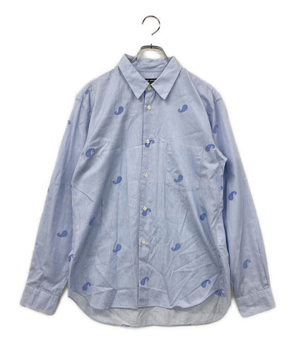 COMME des GARCONS HOMME DEUX 長袖シャツ ストライプ ペイズリー柄刺繍 DD-B038 メンズ SIZE M コムデギャルソンオムドゥ
