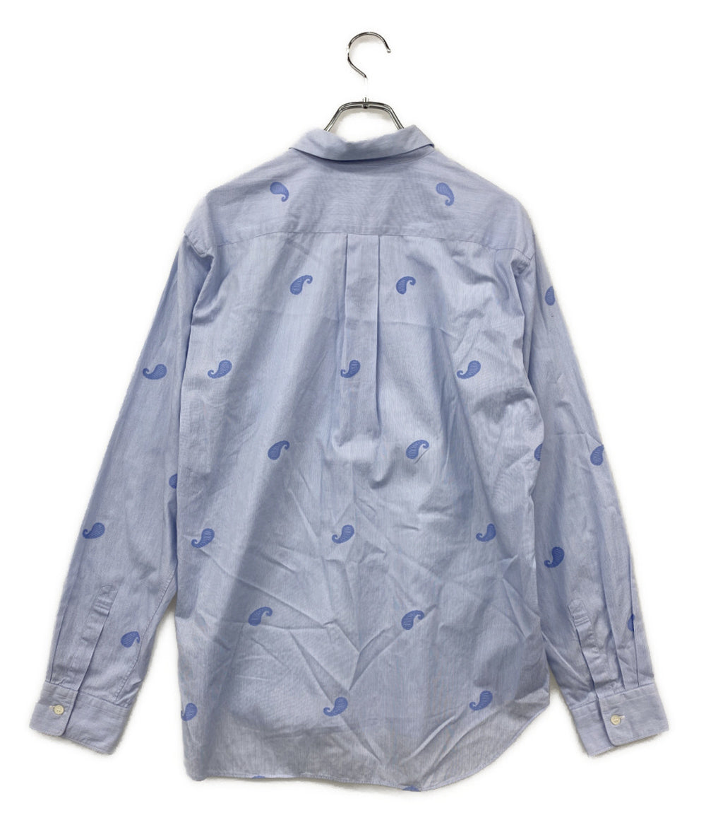 COMME des GARCONS HOMME DEUX 長袖シャツ ストライプ ペイズリー柄刺繍 DD-B038 メンズ SIZE M コムデギャルソンオムドゥ