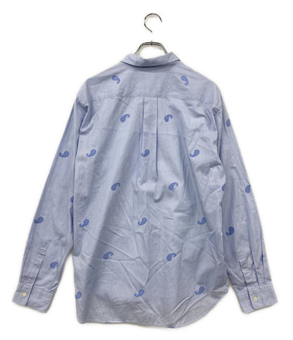 COMME des GARCONS HOMME DEUX 長袖シャツ ストライプ ペイズリー柄刺繍 DD-B038 メンズ SIZE M コムデギャルソンオムドゥ