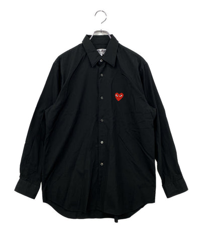 PLAY COMME des GARCONS 長袖シャツ Shirt With Red Emblem ブラック AZ-B002 メンズ SIZE L プレイコムデギャルソン