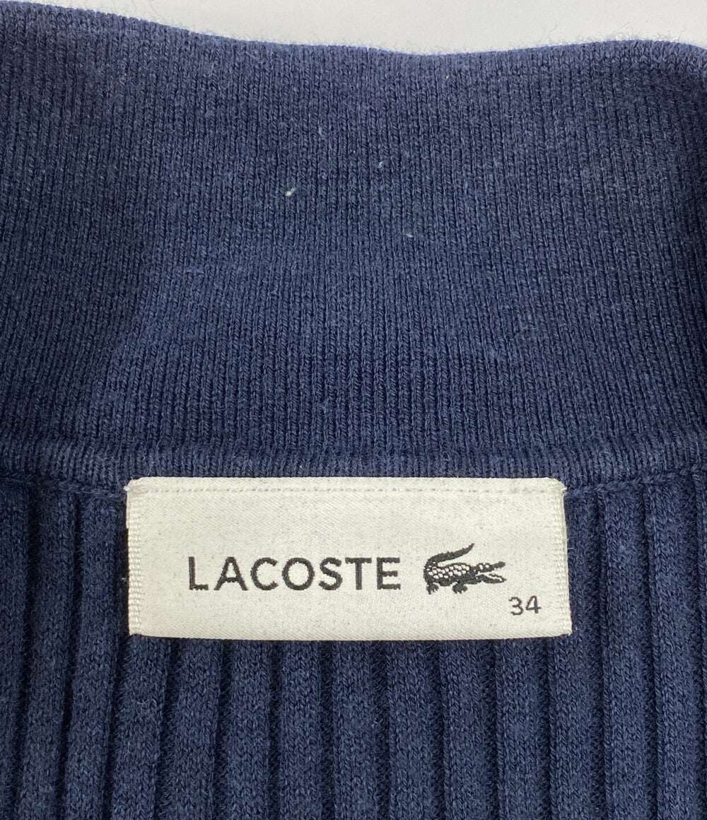 LACOSTE 半袖ワンピース パイピング ネイビー×グリーン EF7049 レディース SIZE 34 ラコステ