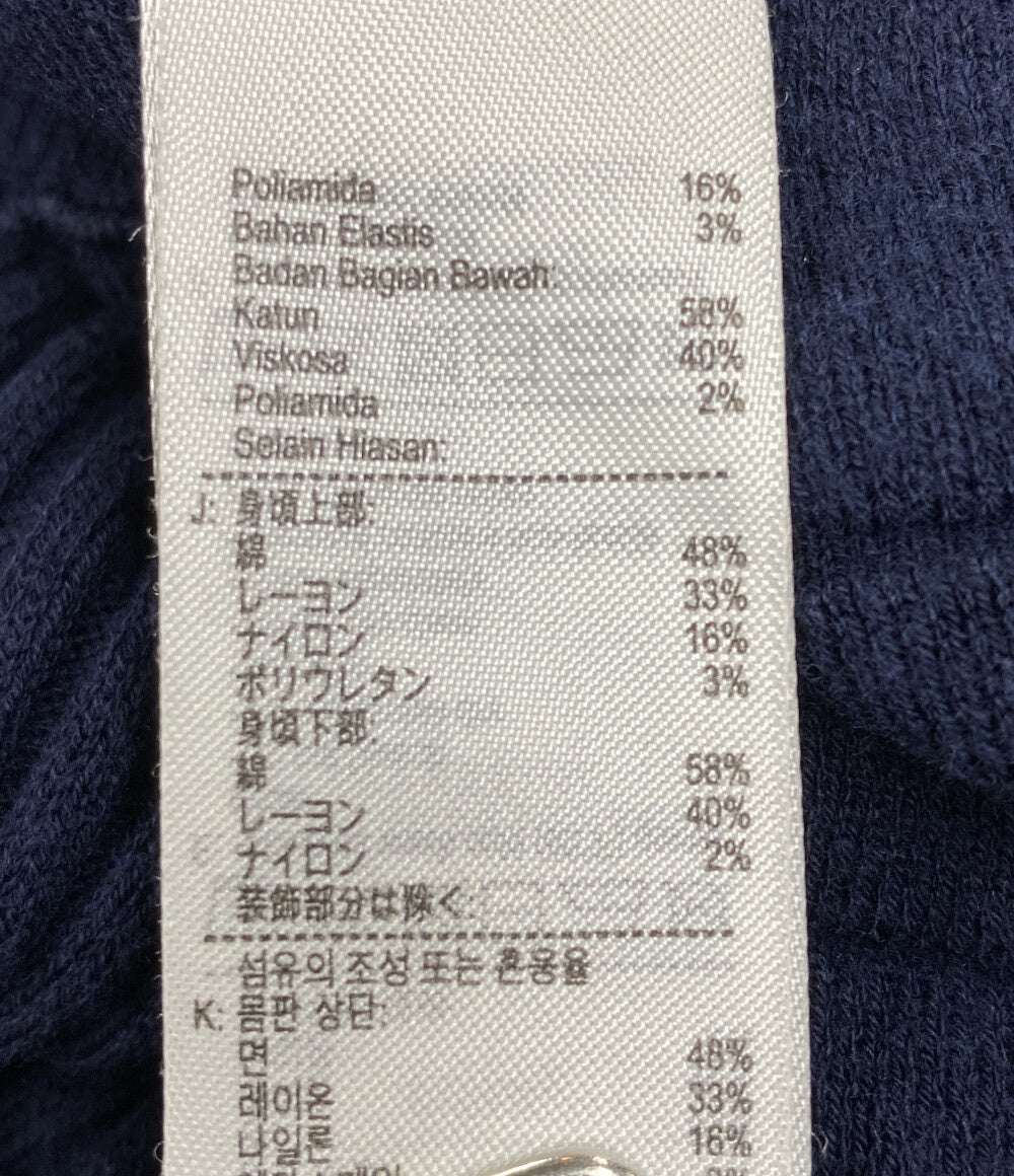 LACOSTE 半袖ワンピース パイピング ネイビー×グリーン EF7049 レディース SIZE 34 ラコステ