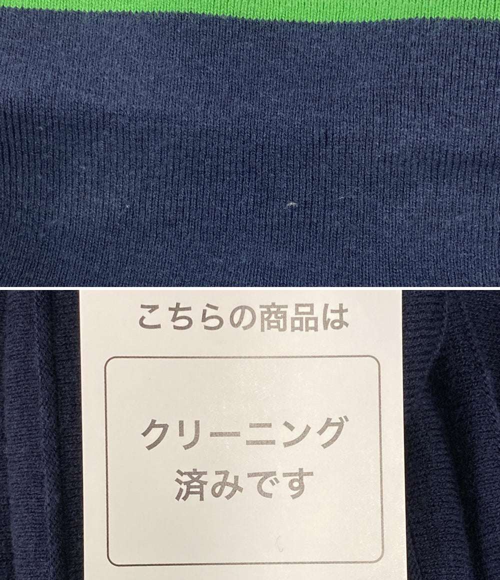 LACOSTE 半袖ワンピース パイピング ネイビー×グリーン EF7049 レディース SIZE 34 ラコステ