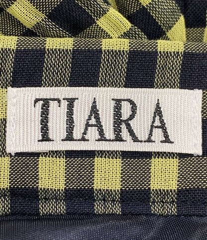 美品 Tiara ギンガムチェックフレアスカート イエロー系 A0161FS レディース SIZE 3 ティアラ