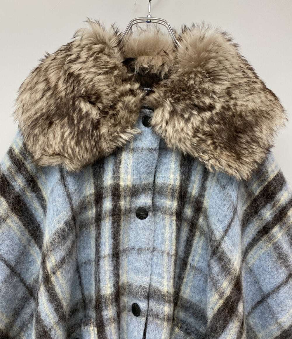 美品 MONCLER ポンチョ ケープ ファー付き K20983G00006 25AW レディース SIZE UNI モンクレール