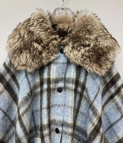 美品 MONCLER ポンチョ ケープ ファー付き K20983G00006 25AW レディース SIZE UNI モンクレール