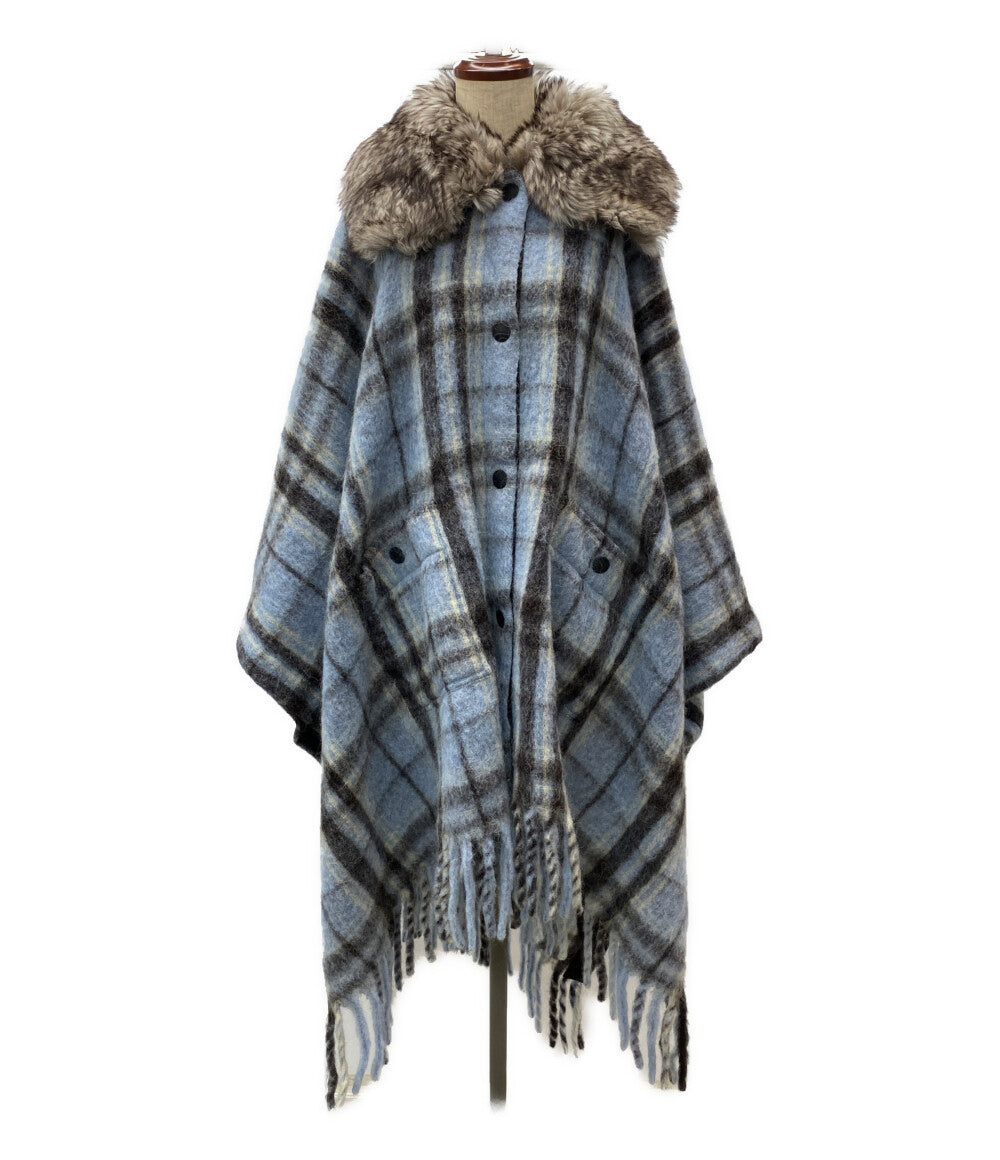 美品 MONCLER ポンチョ ケープ ファー付き K20983G00006 25AW レディース SIZE UNI モンクレール