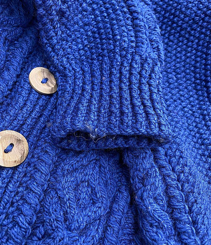 INVERALLAN カーディガン アラン編み ブルー ウッドボタン メンズ SIZE - インバーアラン