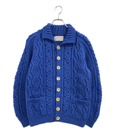 INVERALLAN カーディガン アラン編み ブルー ウッドボタン メンズ SIZE - インバーアラン