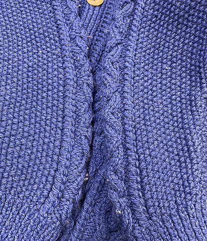 INVERALLAN カーディガン アラン編み ブルー ウッドボタン メンズ SIZE - インバーアラン