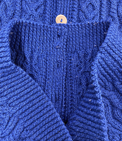 INVERALLAN カーディガン アラン編み ブルー ウッドボタン メンズ SIZE - インバーアラン