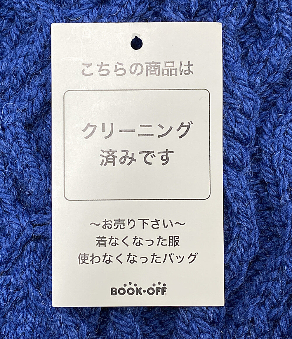 INVERALLAN カーディガン アラン編み ブルー ウッドボタン メンズ SIZE - インバーアラン