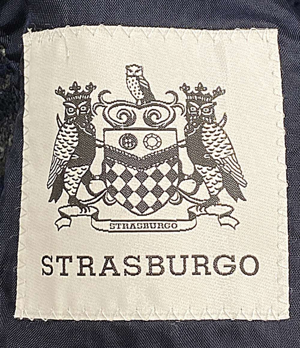 美品 STRASBURGO ストラスブルゴ コート チェック ウール100 ネイビー RE011F03X メンズ SIZE 46