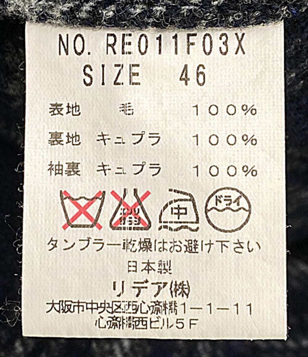 美品 STRASBURGO ストラスブルゴ コート チェック ウール100 ネイビー RE011F03X メンズ SIZE 46