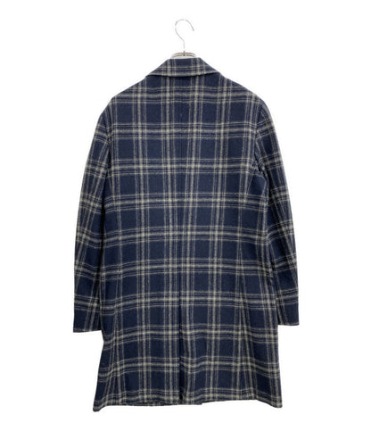 美品 STRASBURGO ストラスブルゴ コート チェック ウール100 ネイビー RE011F03X メンズ SIZE 46