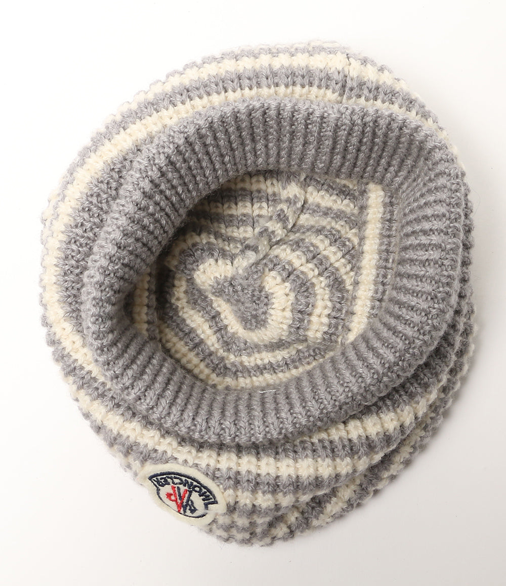 美品 MONCLER 耳付ニット帽 グレーボーダー キッズ E29519920905 969BW キッズ SIZE XXS モンクレール