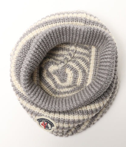 美品 MONCLER 耳付ニット帽 グレーボーダー キッズ E29519920905 969BW キッズ SIZE XXS モンクレール