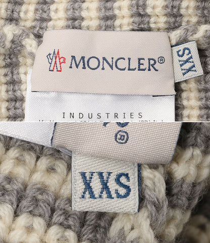 美品 MONCLER 耳付ニット帽 グレーボーダー キッズ E29519920905 969BW キッズ SIZE XXS モンクレール