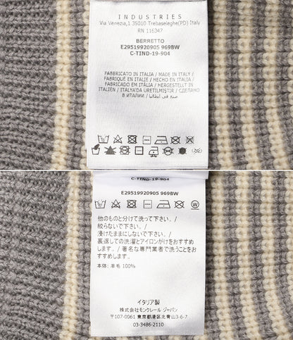 美品 MONCLER 耳付ニット帽 グレーボーダー キッズ E29519920905 969BW キッズ SIZE XXS モンクレール