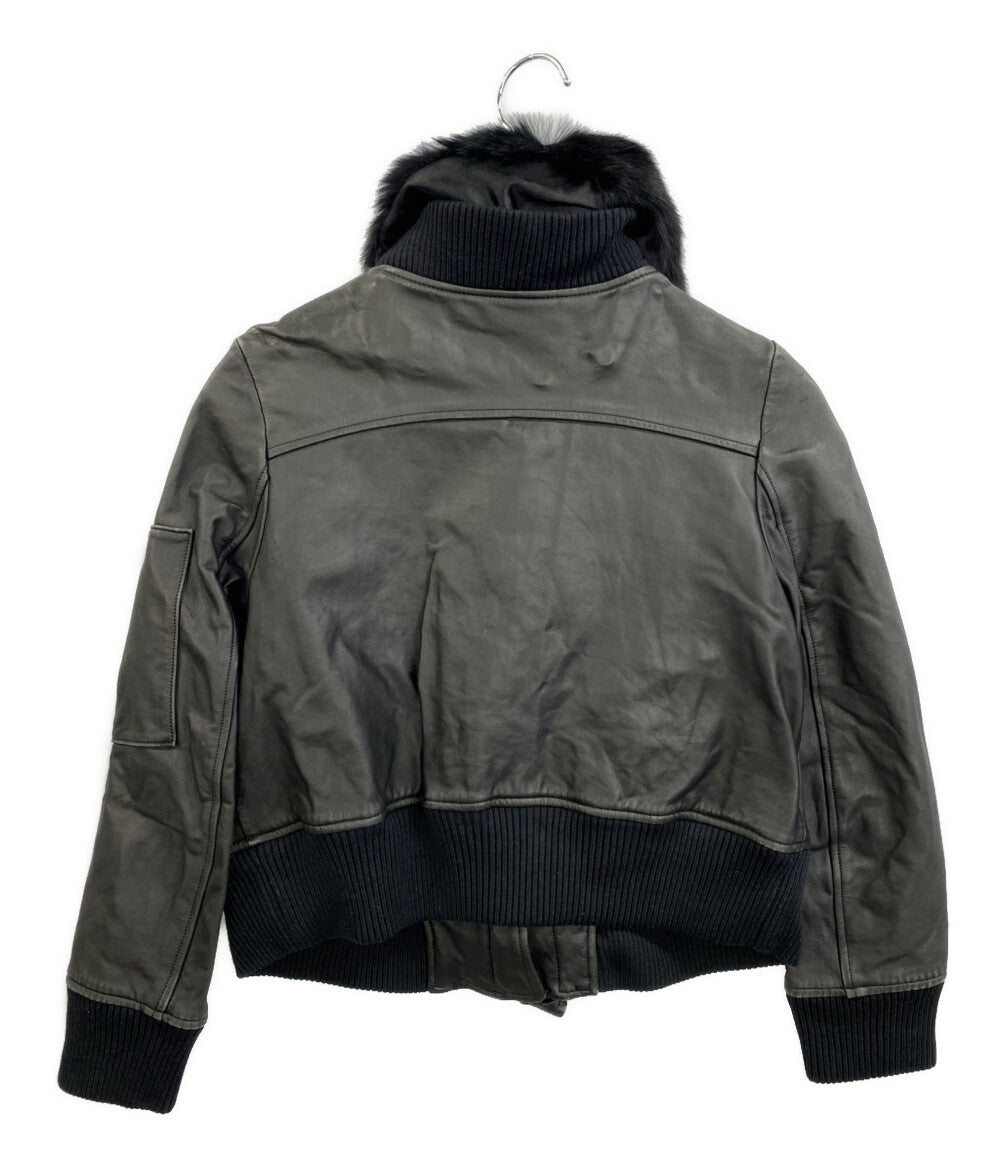 MUVEIL ライダースジャケット 牛革 襟ラビット レディース SIZE 36 ミュベール