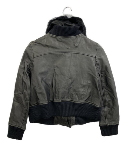 MUVEIL ライダースジャケット 牛革 襟ラビット レディース SIZE 36 ミュベール